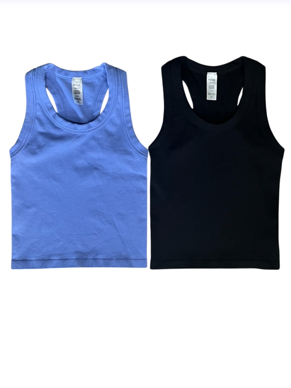 2-Pack Reflex Ribbed Racerback Tank Black and Blue Size Small